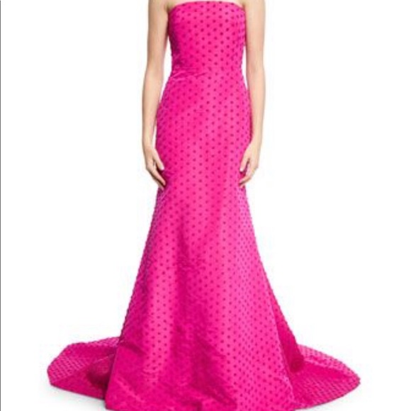 Lela Rose dotted fuschia couture gown